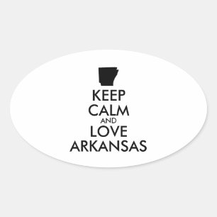 Pegatina Ovalada Personalizable MANTENGA CALMA Y AME A ARKANSAS