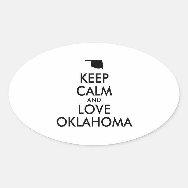 Pegatina Ovalada Personalizable MANTENGA CALMA Y AME A OKLAHOMA (Anverso)