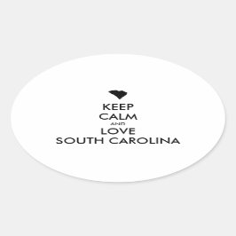 PEGATINA OVALADA PERSONALIZABLE MANTENGA LA CALMA Y AME A CAROLINA 