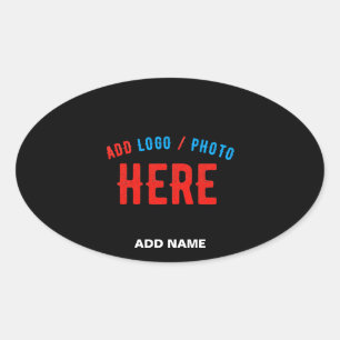 PEGATINA OVALADA PERSONALIZABLE MODERNO ESTILO NEGRO VERIFICADO MAR