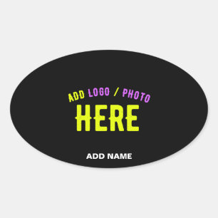 PEGATINA OVALADA PERSONALIZABLE MODERNO ESTILO NEGRO VERIFICADO MAR