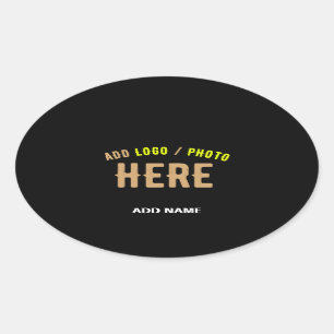PEGATINA OVALADA PERSONALIZABLE MODERNO ESTILO NEGRO VERIFICADO MAR