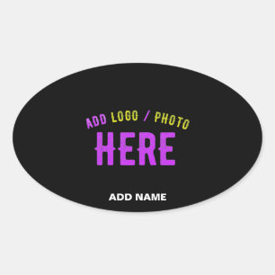 PEGATINA OVALADA PERSONALIZABLE MODERNO ESTILO NEGRO VERIFICADO MAR