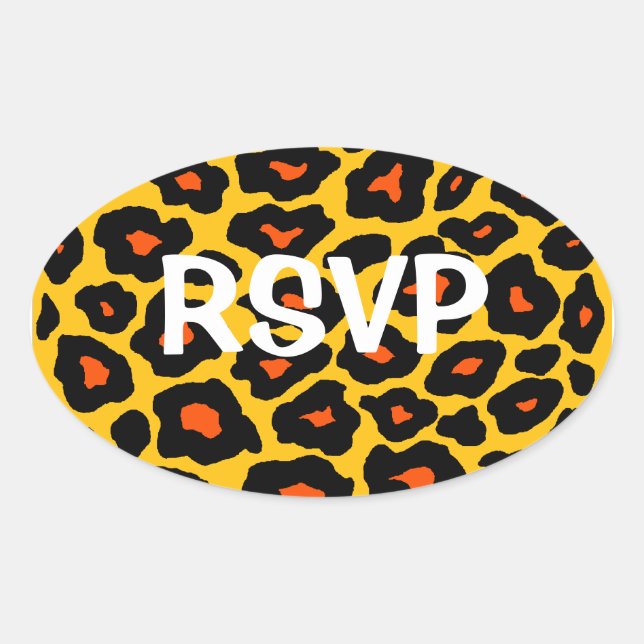 Pegatina Ovalada Personalizable Pop Leopard (Anverso)