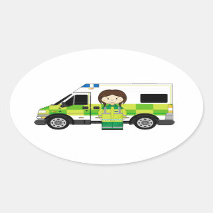 Pegatina Ovalada Personalizado Ambulancia y EMT