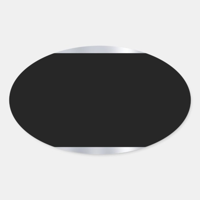 Pegatina Ovalada Personalizado Blank Template Faux Silver Black Ele (Anverso)