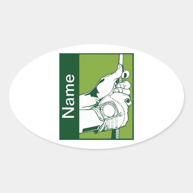 Pegatina Ovalada Personalizado Golfer (Anverso)