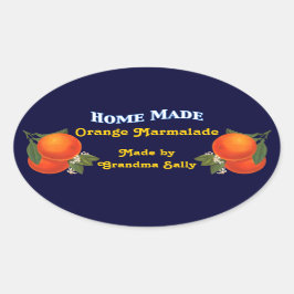 Pegatina Ovalada Personalizado hecho en casa Naranja Canning Pegati