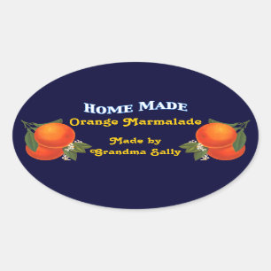 Pegatina Ovalada Personalizado hecho en casa Naranja Canning Pegati