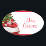 Pegatina Ovalada Personalizado Merry Christmas Tree And Gifts Templ<br><div class="desc">Personalizado Merry Christmas Tree Y Regalos Plantilla Elegante Pegatina Oval Clásico.</div>