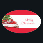 Pegatina Ovalada Personalizado Merry Christmas Tree And Gifts Templ<br><div class="desc">Personalizado Merry Christmas Tree Y Regalos Plantilla Elegante Pegatina Oval Clásico.</div>