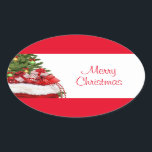 Pegatina Ovalada Personalizado Merry Christmas Tree And Gifts Templ<br><div class="desc">Personalizado Merry Christmas Tree Y Regalos Plantilla Elegante Pegatina Oval Clásico.</div>