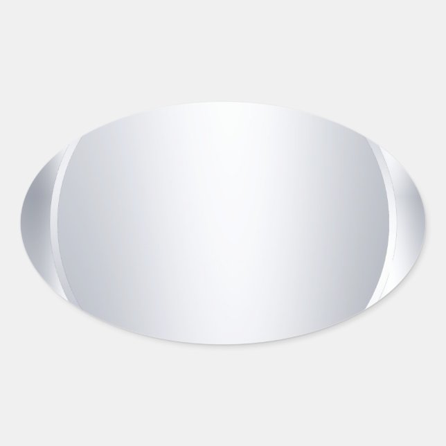 Pegatina Ovalada Personalizado Metallic Silver Look Blank Plantilla (Anverso)