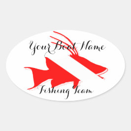 Pegatina Ovalada Personalizado Nombre Bote Hog Fish Snapper Pegatin