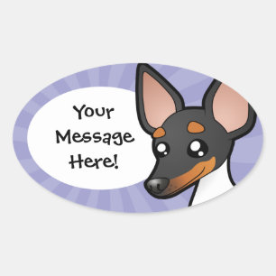 Pegatina Ovalada Personalizado Rat Terrier / Toy Fox Terrier