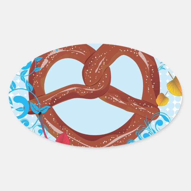 Pegatina Ovalada Personalizado Sabroso Pretzel 3 (Anverso)