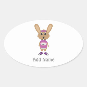 Pegatina Ovalada Personalizar Bunny Runner