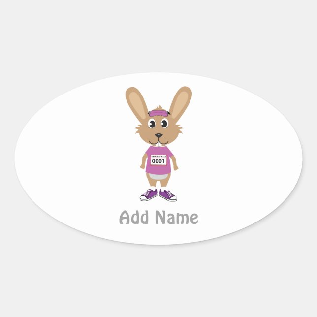 Pegatina Ovalada Personalizar Bunny Runner (Anverso)