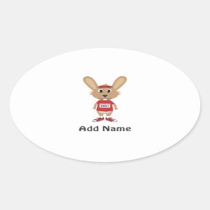Pegatina Ovalada Personalizar que corre Bunny