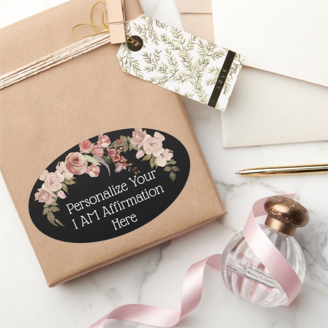 Pegatina Ovalada Personalizar Soy Cristiano Floral Afirmación (Regalar)