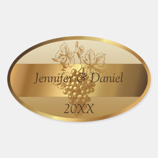 Pegatina Ovalada Personalized Custom Wine Labels (Anverso)