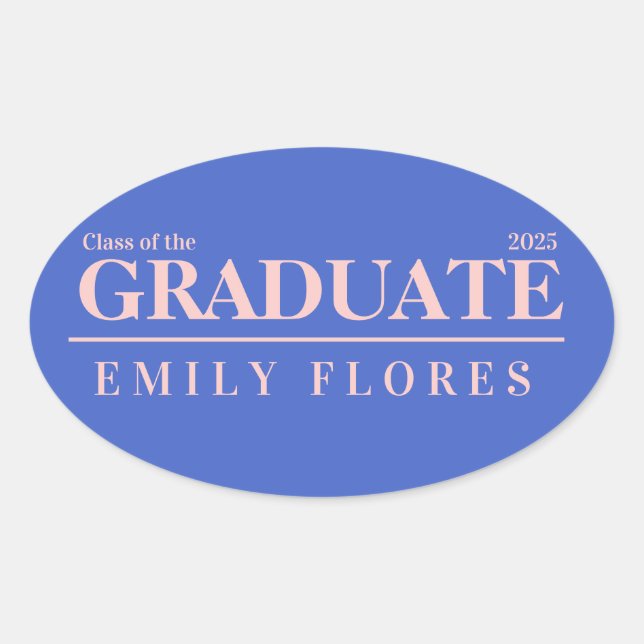 Pegatina Ovalada Personalized Modern trendy graduate class of 2025 (Anverso)