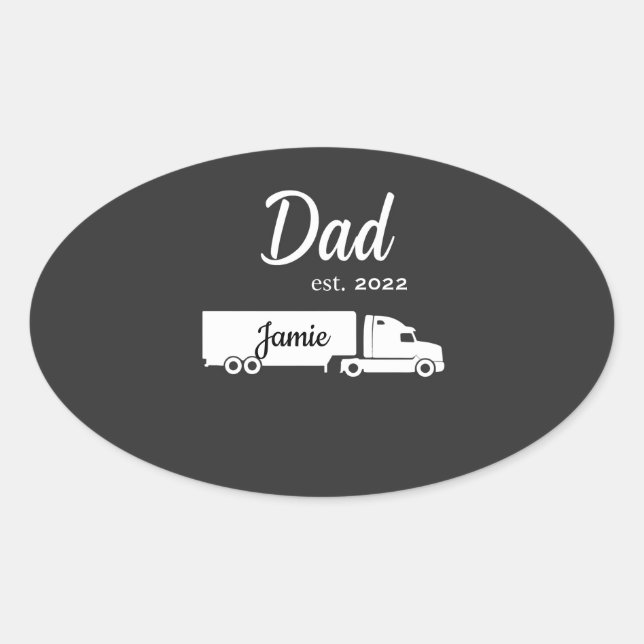 Pegatina Ovalada Personalized Trucker Dad Sticker with Semi Truck  (Anverso)