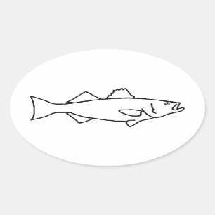 Pegatina Ovalada Pesca de agua salada - Bass a rayas