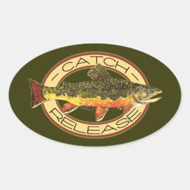 Pegatina Ovalada Pesca de captura y liberación