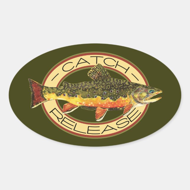 Pegatina Ovalada Pesca de captura y liberación (Anverso)