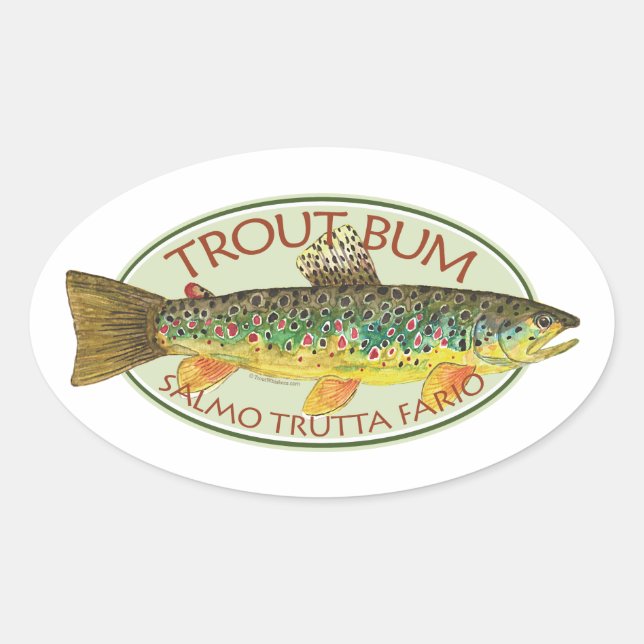 Pegatina Ovalada Pesca de trucha (Anverso)