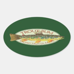 Pegatina Ovalada Pesca de trucha