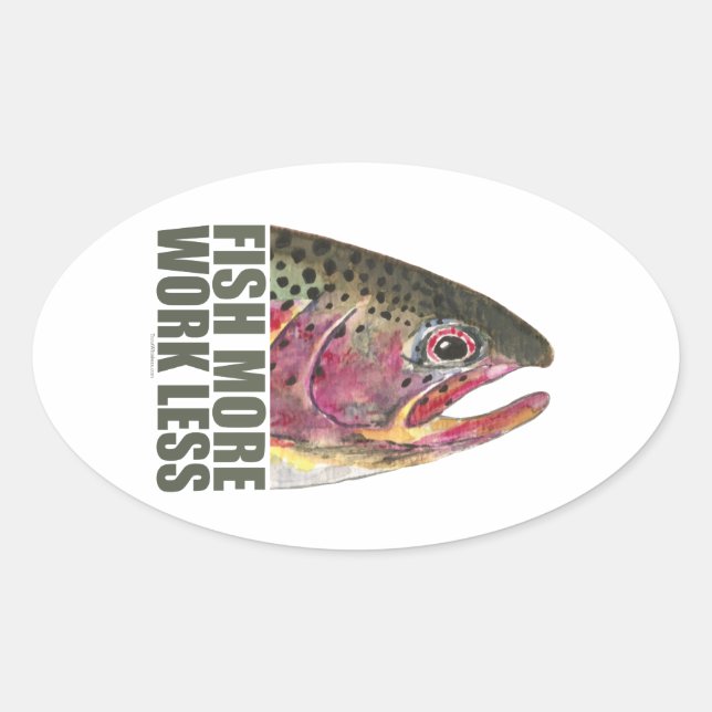 Pegatina Ovalada Pesca de trucha más (Anverso)