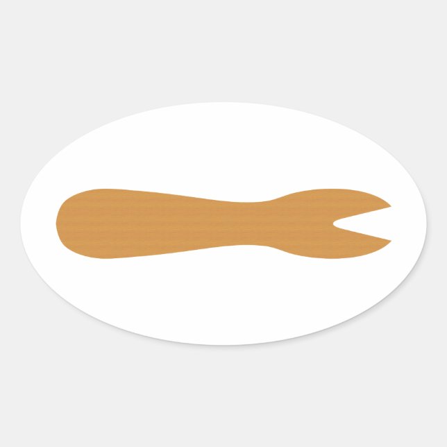 Pegatina Ovalada Pesca y chile Tienda Horquilla de madera (Anverso)