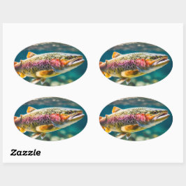 Pegatina Ovalada Pescado de salmón