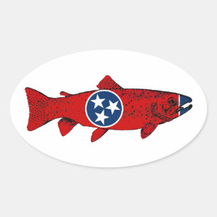 Pegatina Ovalada Pescado Trucha de Tennessee