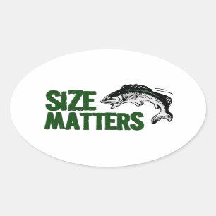 Pegatina Ovalada Pescador divertido de las MATERIAS del TAMAÑO de
