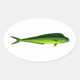 Pegatina Ovalada Pescados del delfín - Dorado - Mahi Mahi