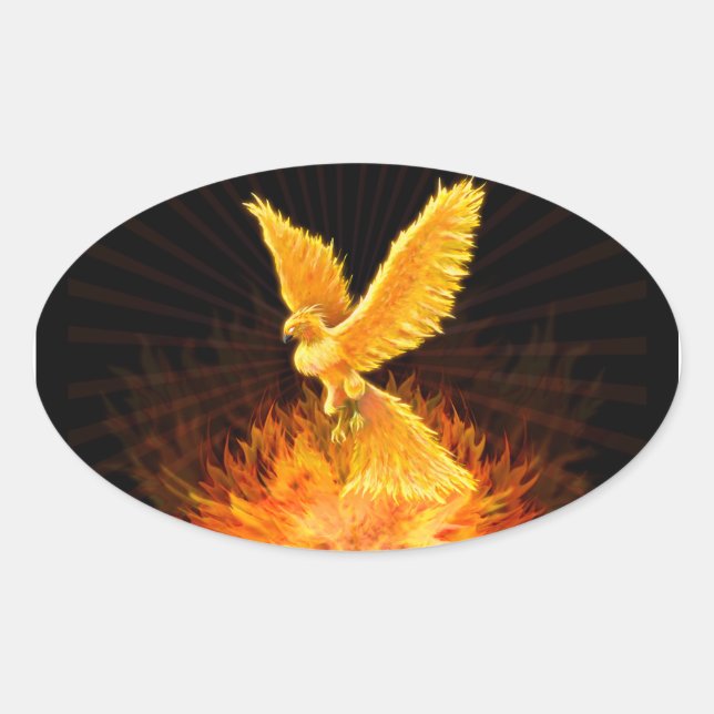 Pegatina Ovalada Phoenix Rising (Anverso)