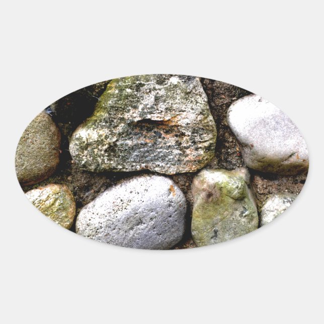 Pegatina Ovalada Piedra de campo, rocas, piedra angustiada, piedra  (Anverso)
