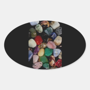 Pegatina Ovalada Piedras Preciosas Coloridas
