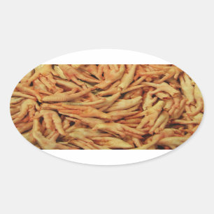Pegatina Ovalada Pies crudos del pollo