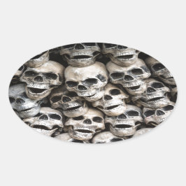 Pegatina Ovalada Pila De Calaveras