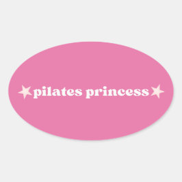 Pegatina Ovalada Pilates Princess Pink Heart Design