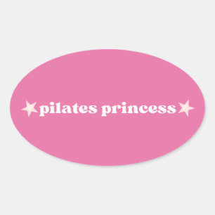 Pegatina Ovalada Pilates Princess Pink Heart Design