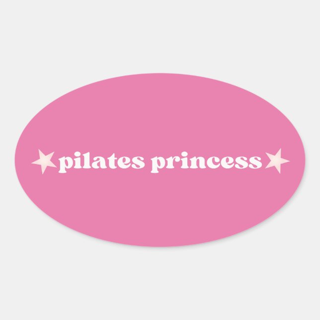 Pegatina Ovalada Pilates Princess Pink Heart Design (Anverso)
