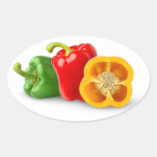 Pegatina Ovalada Pimientos coloridos