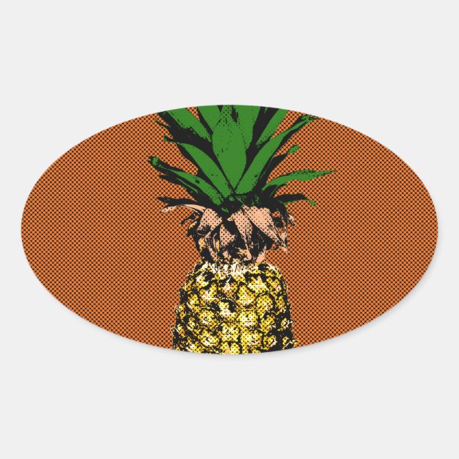 Pegatina Ovalada Pineapple Newsprint (Anverso)