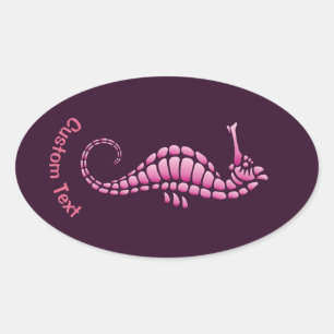 Pegatina Ovalada Pink Seahorse