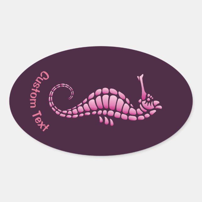 Pegatina Ovalada Pink Seahorse (Anverso)